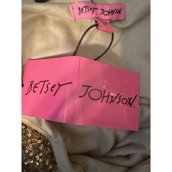 Betsy Johnson Gold Sequin Off Shoulder Evening Dress Women's Sz M Holiday NWT - Picture 6 of 6